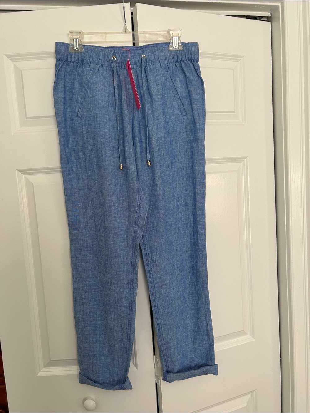 Lilly Pulitzer Taron Linen Pants Beckin Blue x Sea Salt